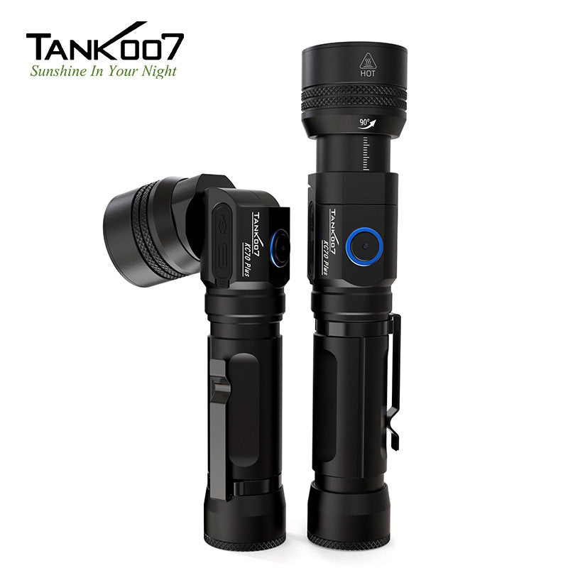 KC70 PLUS Aluminum LED Flashlight High Power Torch Light Long Range Rechargeable 105° Bearing Rotating Working Linternas