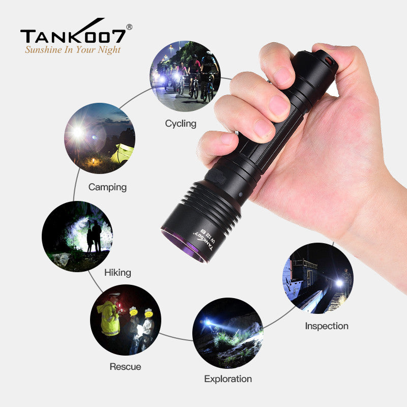 Tank007 UV122 NDT forensic dual LED torch white uv 365 flash light black light flashlight torchlight rechargeable 365nm flashlight uv