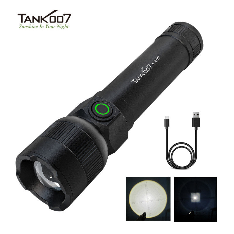 Tank007 KZ02 High Power Zoom Flashlight USB Rechargeable Flashlight LED Flashlight