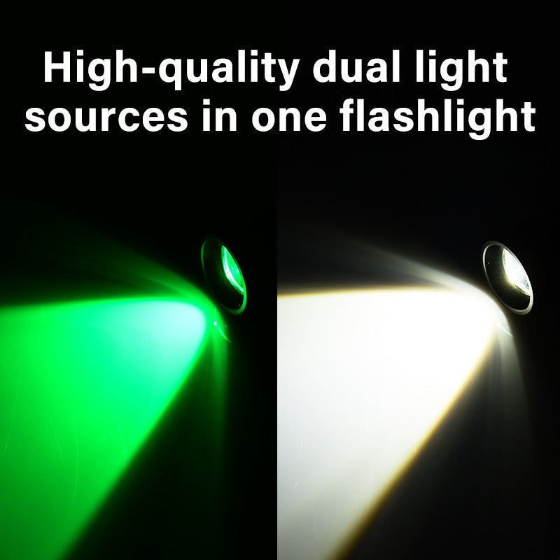 TANK007 dual light source zoom dimmable flashlight light led white light-green light flashlight TK737