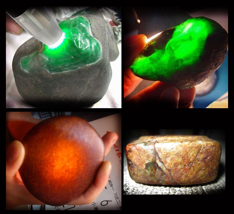 TANK007 TK568 LED Antique Gemstone Jewel Jade Flashlight Torch Yellow Light