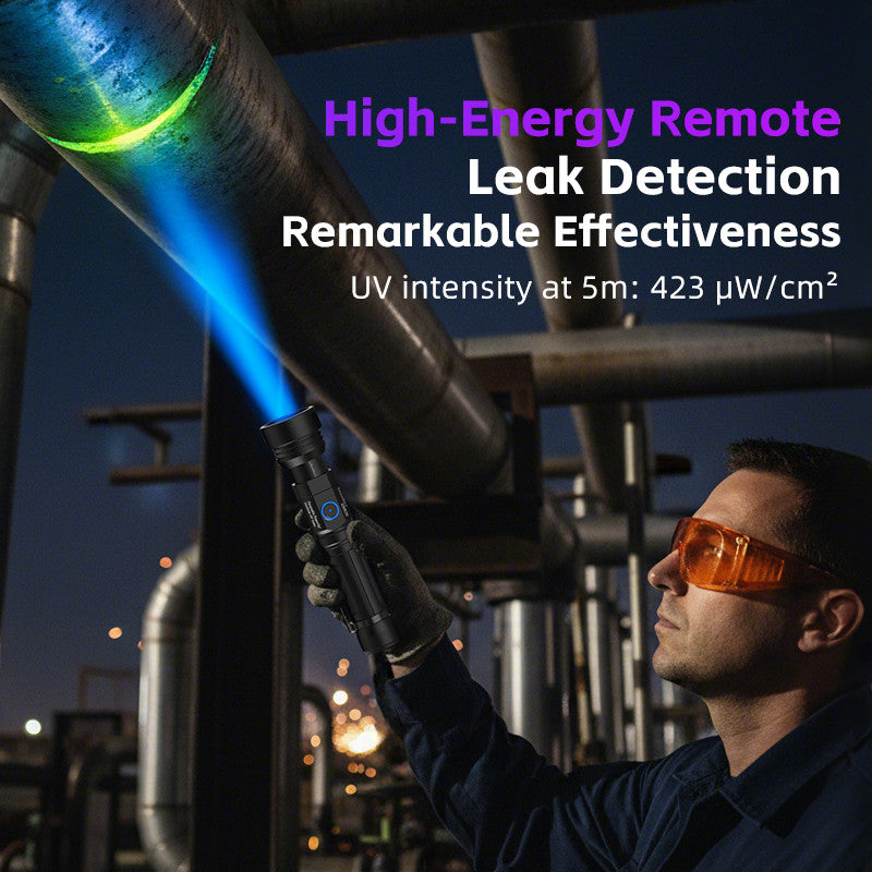 UVA70 365nm ultraviolet black light flashlight, professional-grade uniform ultraviolet light, suitable for industrial non-destructive testing and forensic examination.