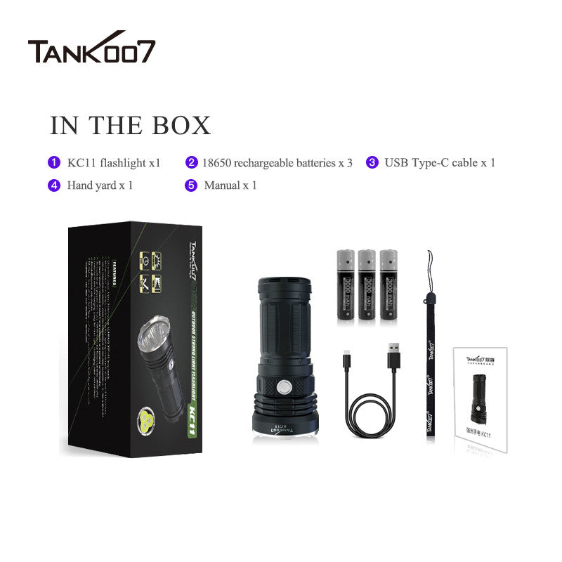 TANK007 KC11 Strong Brightness outdoor search flashlight super bright multi-function flashlight