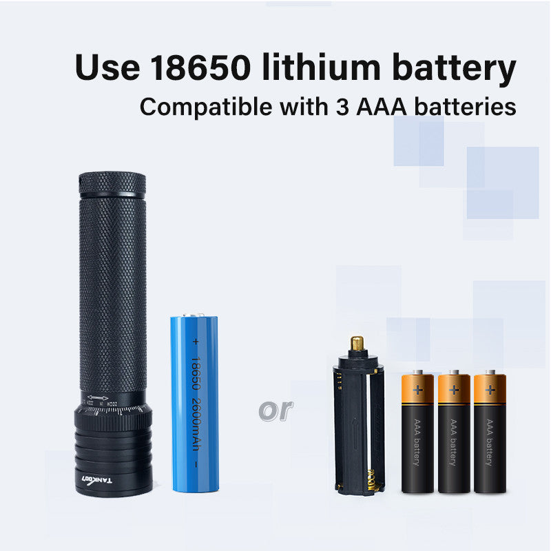 TANK007 dual light source zoom dimmable flashlight light led white light-green light flashlight TK737