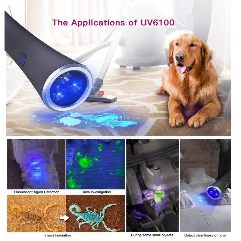 Tank007 UV6100 uv light blacklight dog urine pet stains bed bug detector ultraviolet curing lamp led uv black light