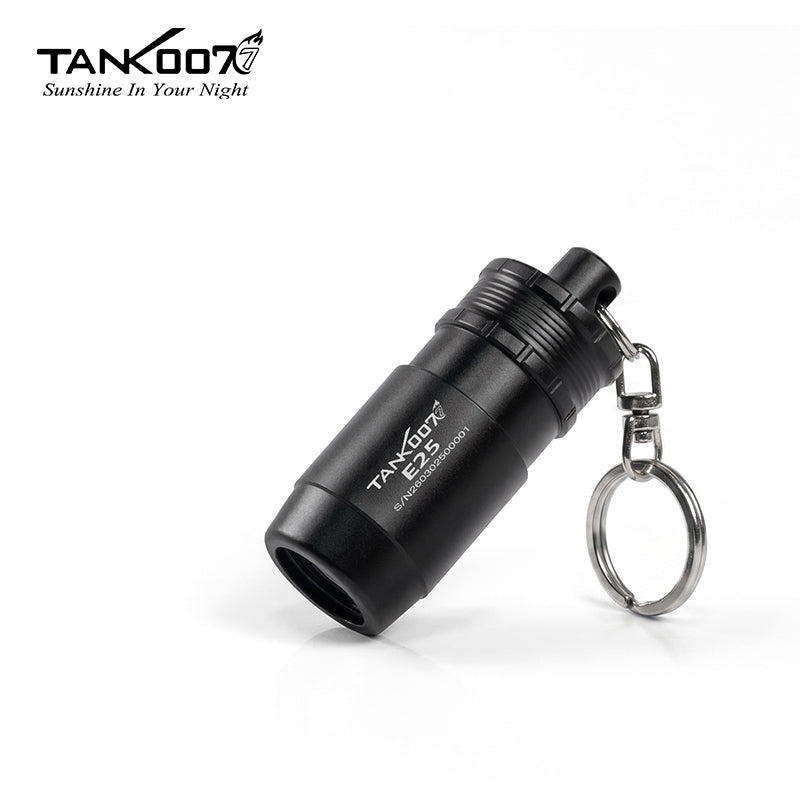 Black TANK007 E25 keychain flashlight