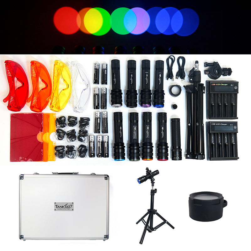 Tank007 CI02V2 Forensic 365nm uniform light CSI torchlight even blacklight torch 365 nm multi wavelength LED UV flashlight CI02V2 KIT PRO