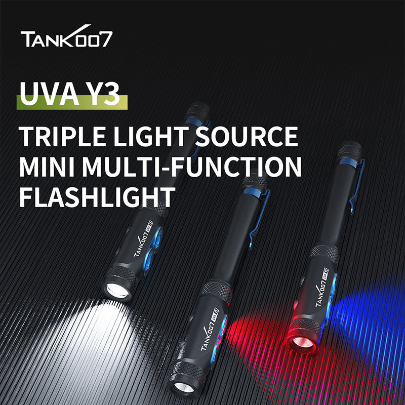 UVAY3 three-light flashlight white light, red light and ultraviolet light three-in-one flashlight