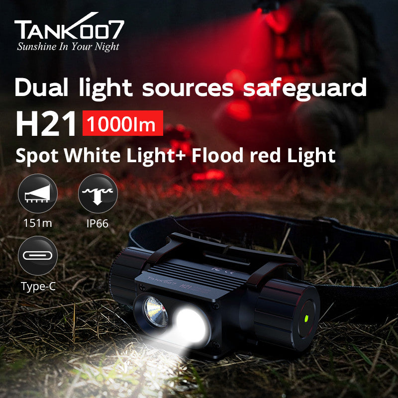 H21R double lamp headlight strong uniform red light magnetic rechargeable lamp