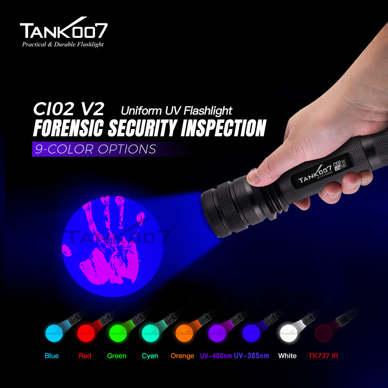 CI02V2 KIT PRO（includes two sets of batteries） Forensic 365nm uniform light CSI torchlight even blacklight torch 365 nm multi wavelength LED UV flashlight