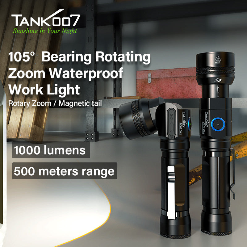 KC70 PLUS Aluminum LED Flashlight High Power Torch Light Long Range Rechargeable 105° Bearing Rotating Working Linternas