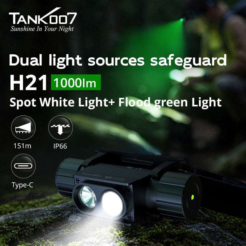 H21G uniform green light double lamp headlight high power outdoor mountaineering