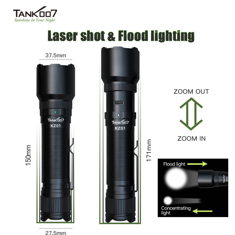 TANK007 KZ01 High Power 20W Waterproof Flash Light Kit Powerful Rechargeable Battery Flashlight