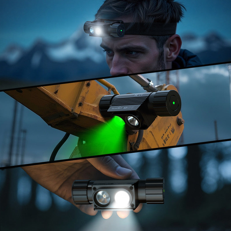 H21G uniform green light double lamp headlight high power outdoor mountaineering