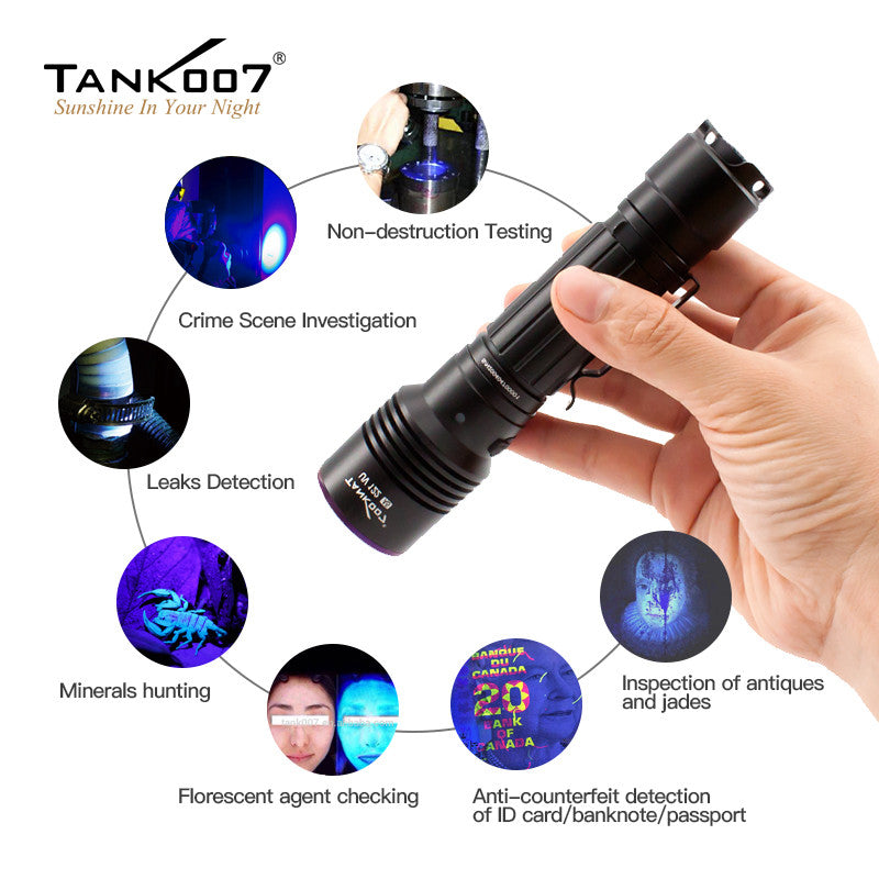Tank007 UV122 NDT forensic dual LED torch white uv 365 flash light black light flashlight torchlight rechargeable 365nm flashlight uv