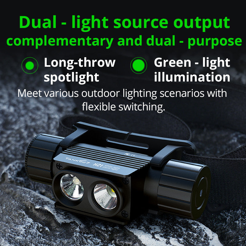 H21G uniform green light double lamp headlight high power outdoor mountaineering