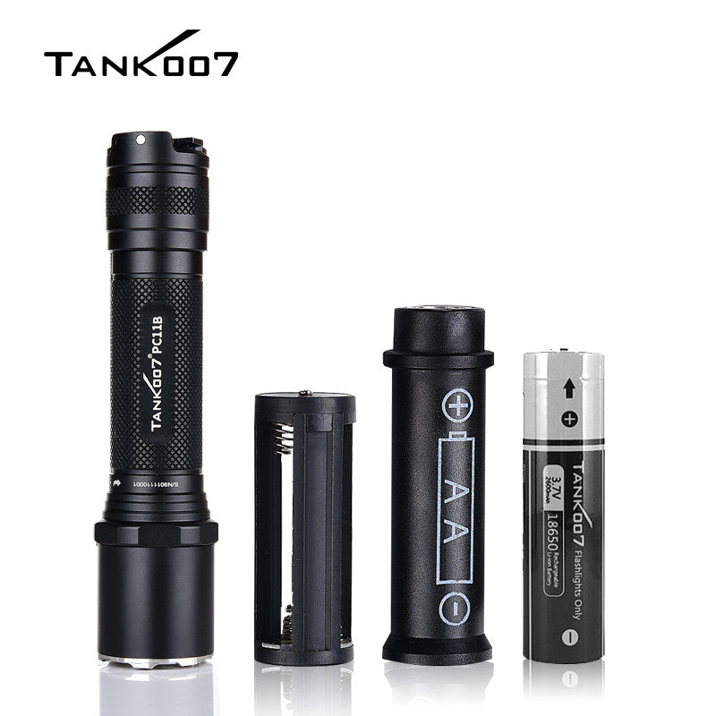 TANK007 PC11B high performance rechargeable flashlight adopts scientific design, which is very suitable for outdoor camping and searching