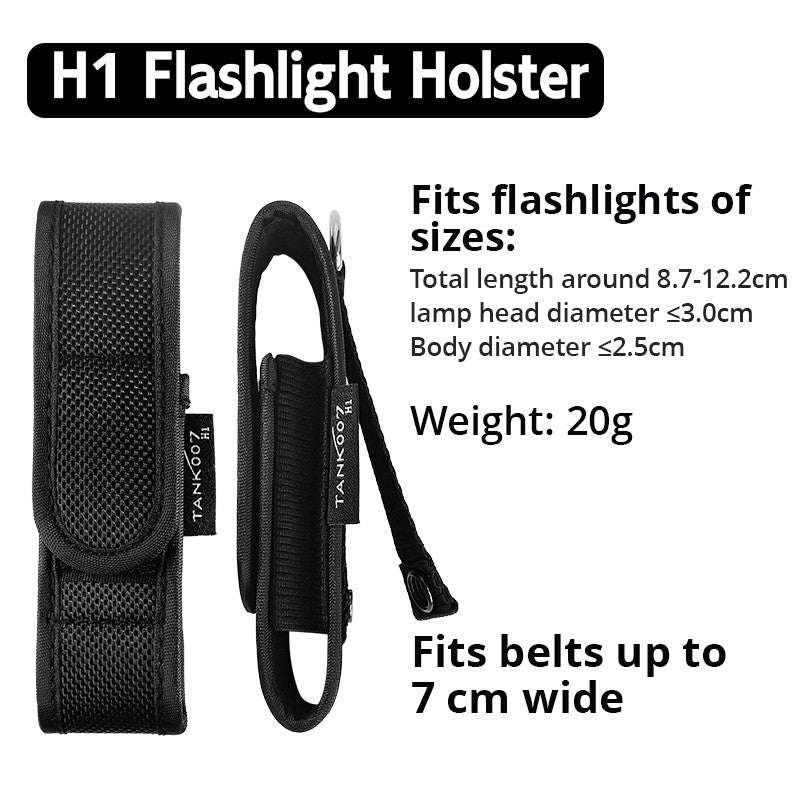 TANK007 NEW High Quality Rubber Nylon LED Flashlight Holster Pouch Torch Holder