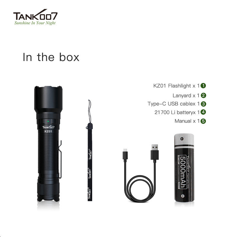 TANK007 KZ01 High Power 20W Waterproof Flash Light Kit Powerful Rechargeable Battery Flashlight