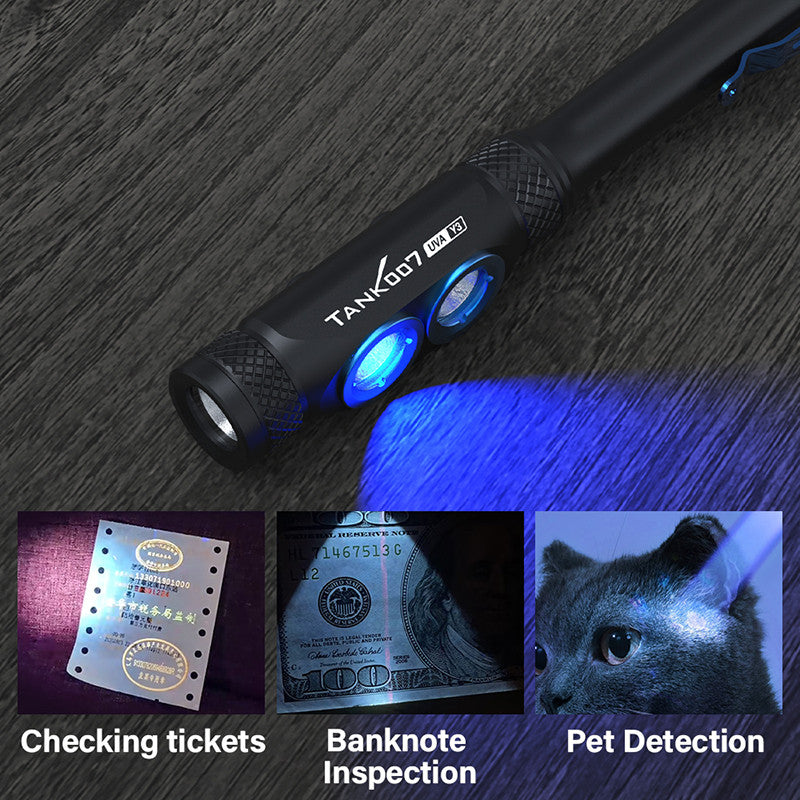 UVAY3 three-light flashlight white light, red light and ultraviolet light three-in-one flashlight