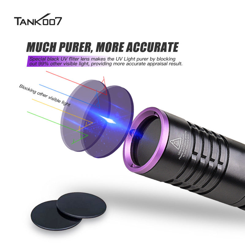 Tank007 K9-A5 USB 365nm UV torch ultraviolet blacklight flashlight