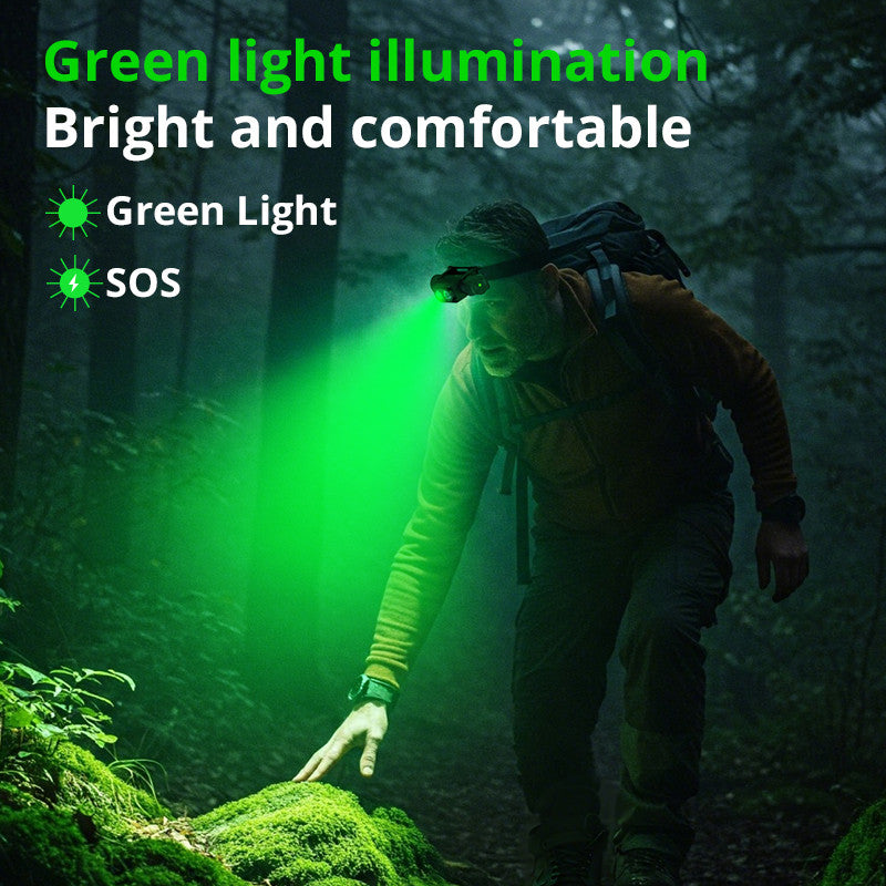 H21G uniform green light double lamp headlight high power outdoor mountaineering