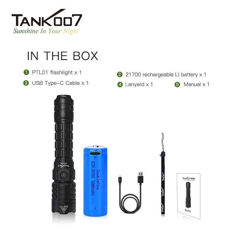 Tank007 PTL01 1400m Powerful Rechargeable LED Laser Mosquito Repellent Flashlight - Powerful White Laser Beam High Performance LED Flashlight