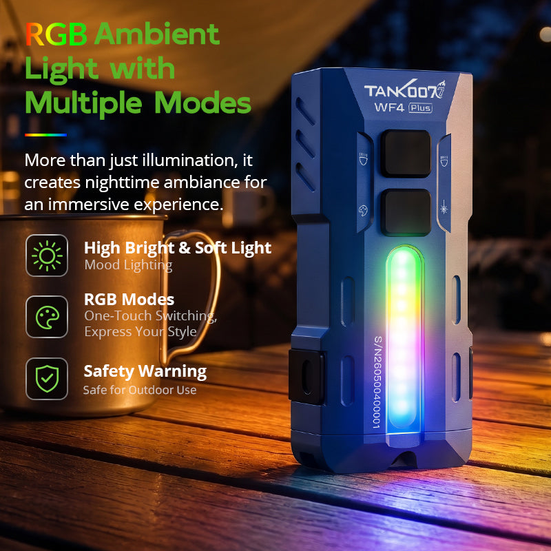 TANK007 WF4 PLUS Edc Flat Flashlight Pocket RGB Light with IR for Outdoor Hiking Hat Magnetic Tiny Mini Torch Light Rechargeable