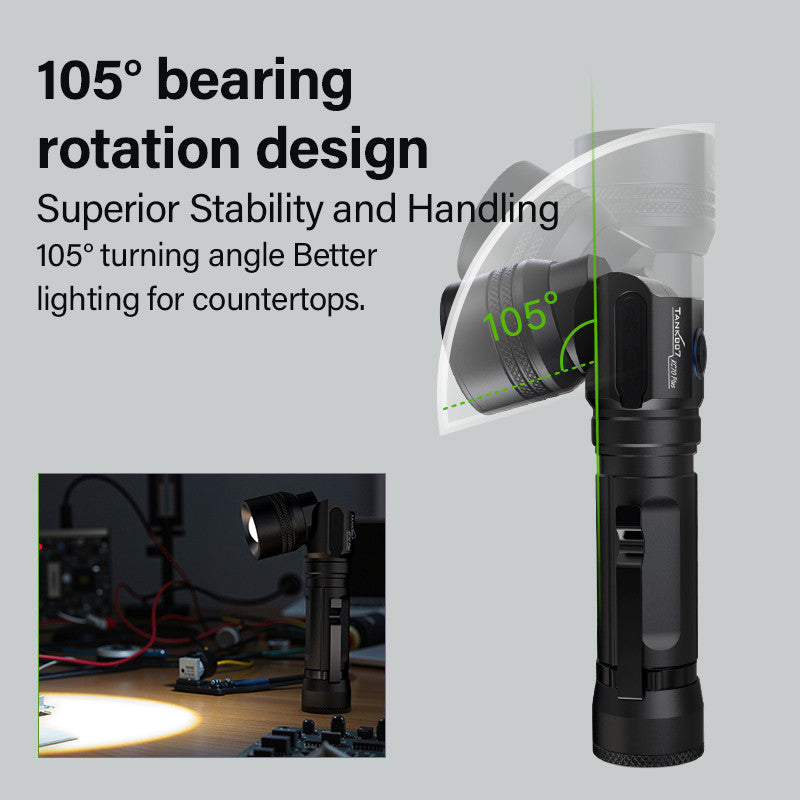 KC70 PLUS Aluminum LED Flashlight High Power Torch Light Long Range Rechargeable 105° Bearing Rotating Working Linternas