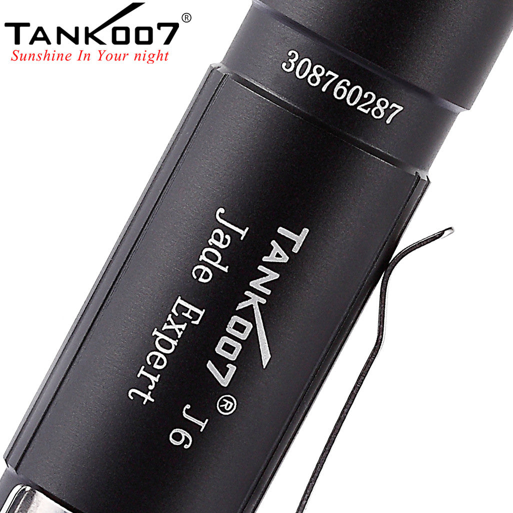 TANK007 J6 LED Antique Gemstone Jewel Jade Flashlight Torch Yellow Light BK