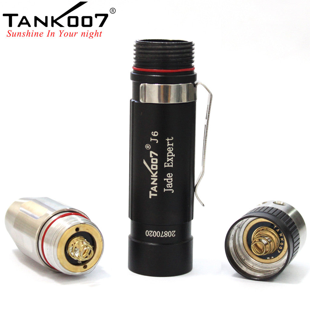 TANK007 J6 LED Antique Gemstone Jewel Jade Flashlight Torch Yellow Light BK