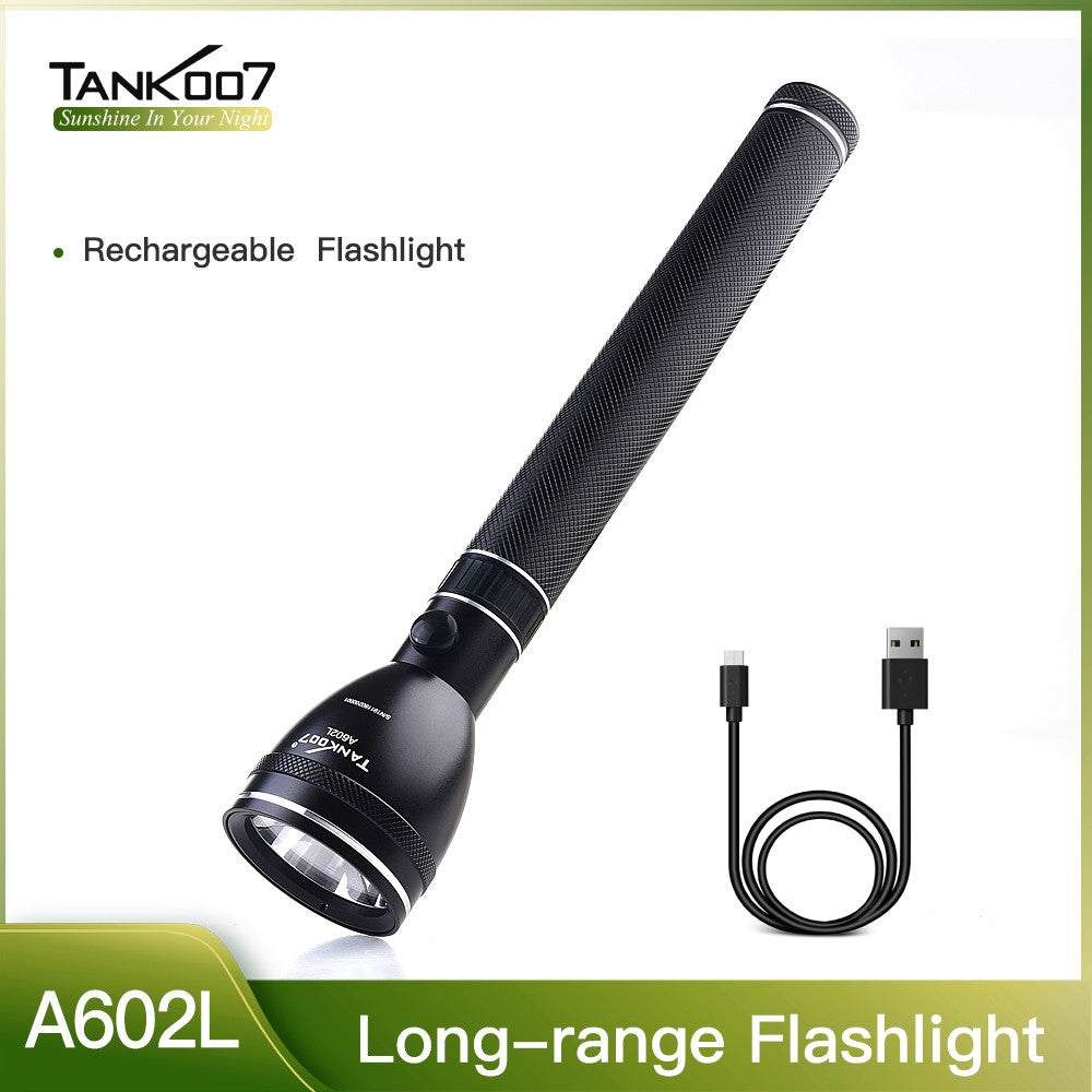 Tank007 A602L 500m beam long distance flash light security powerful torchlight rechargeable led big flashlight torch light
