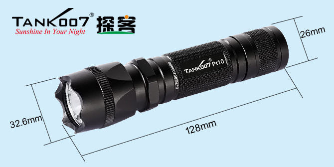TANK007 T6 Strong Light LED Flashlight High Performance Flashlight Multi-Purpose Flashlight Outdoor Portable LED Flashlight PT10