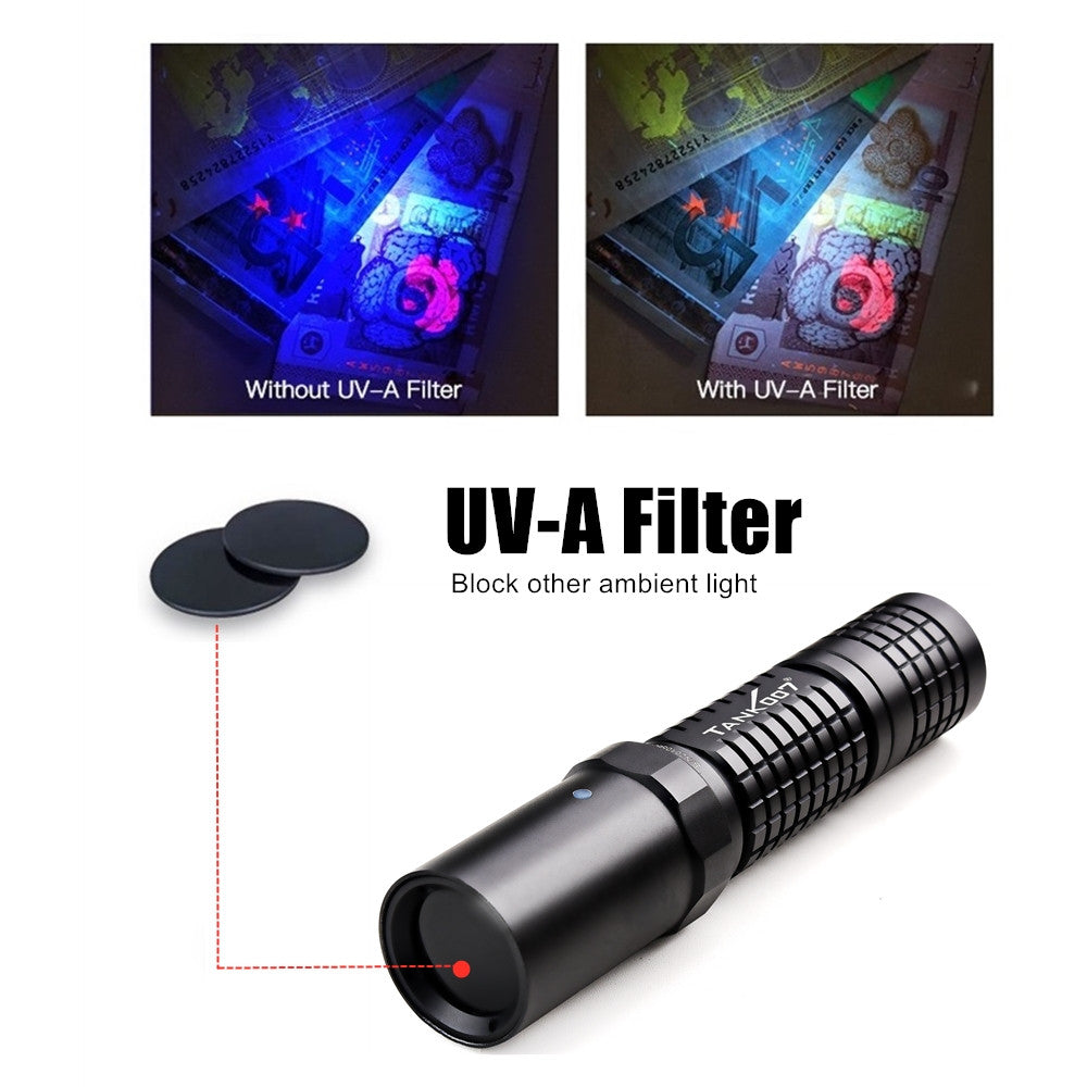Tank007 UV-L03C NDT forensic rechargeable 365 nm ultraviolet blacklight torch ultra violet black flash light led 365nm uv flashlight