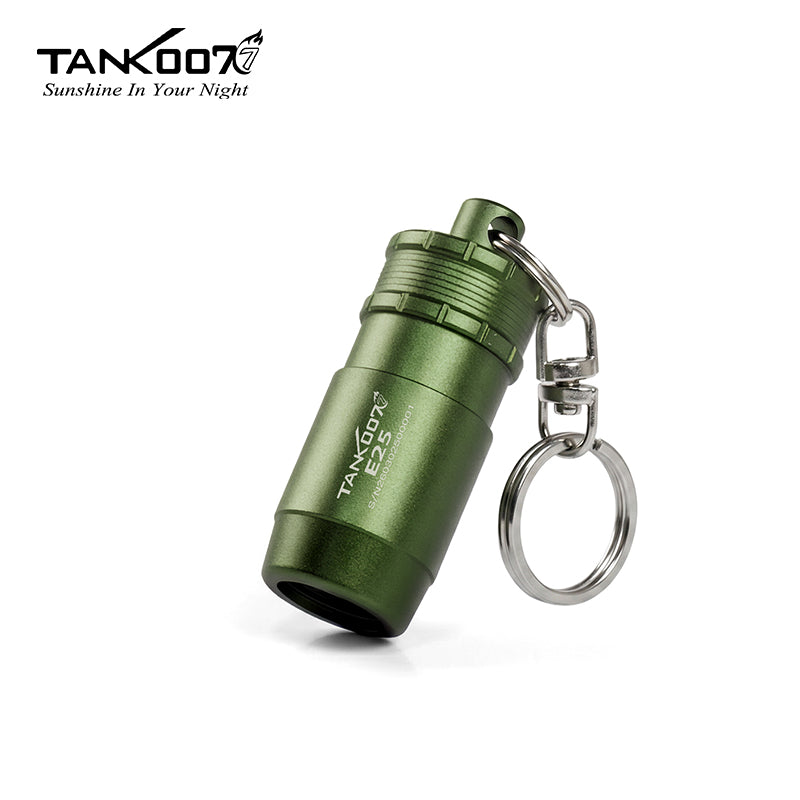 Green TANK007 E25 keychain flashlight